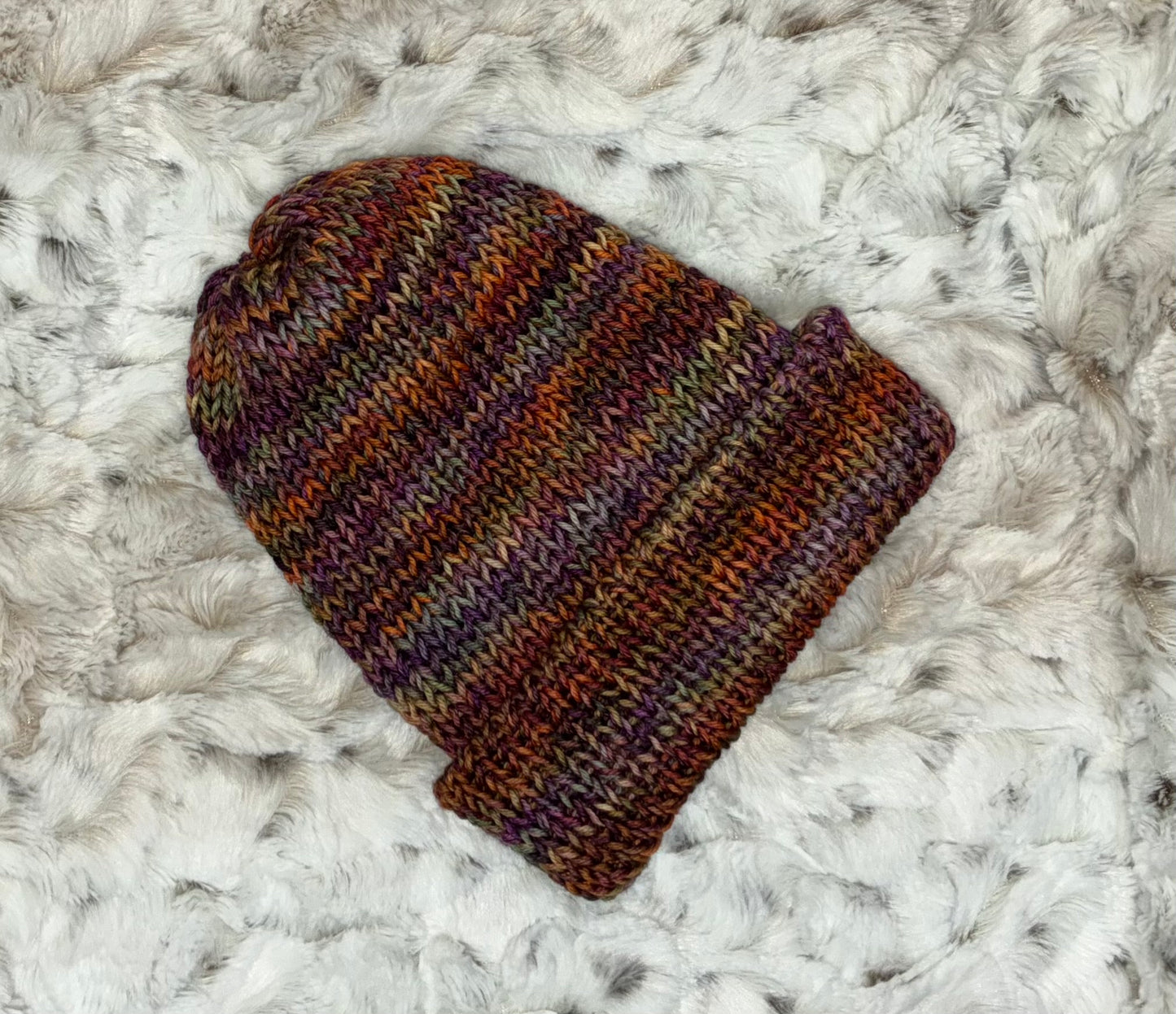 Beanie, Foldable Brim, Wool. Multi Autumn colors