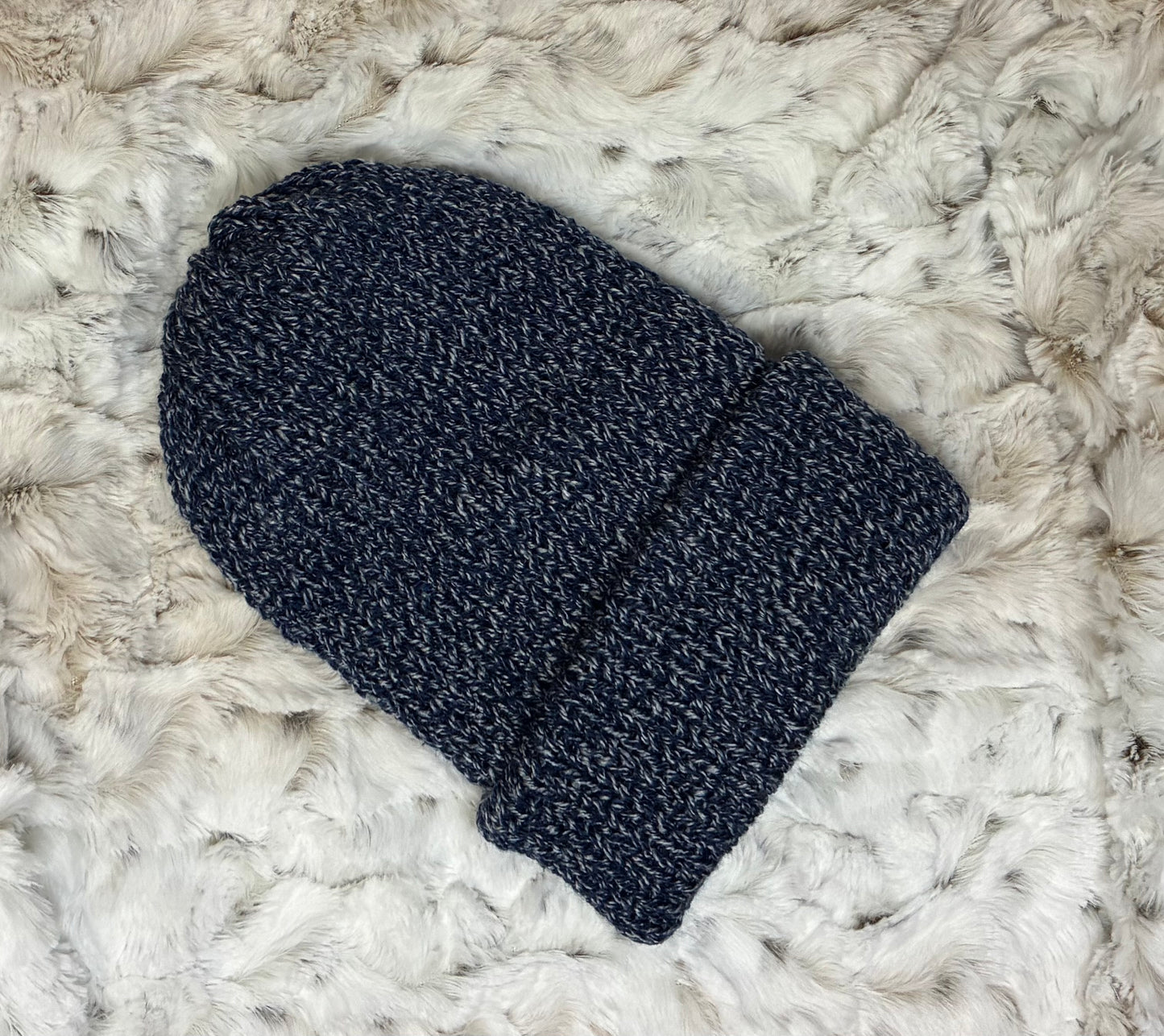 Beanie, Foldable Brim, Acrylic. Blue & White