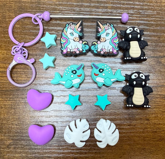 Ashley's Custom Order Point Protectors Super Set with Purple Keychain