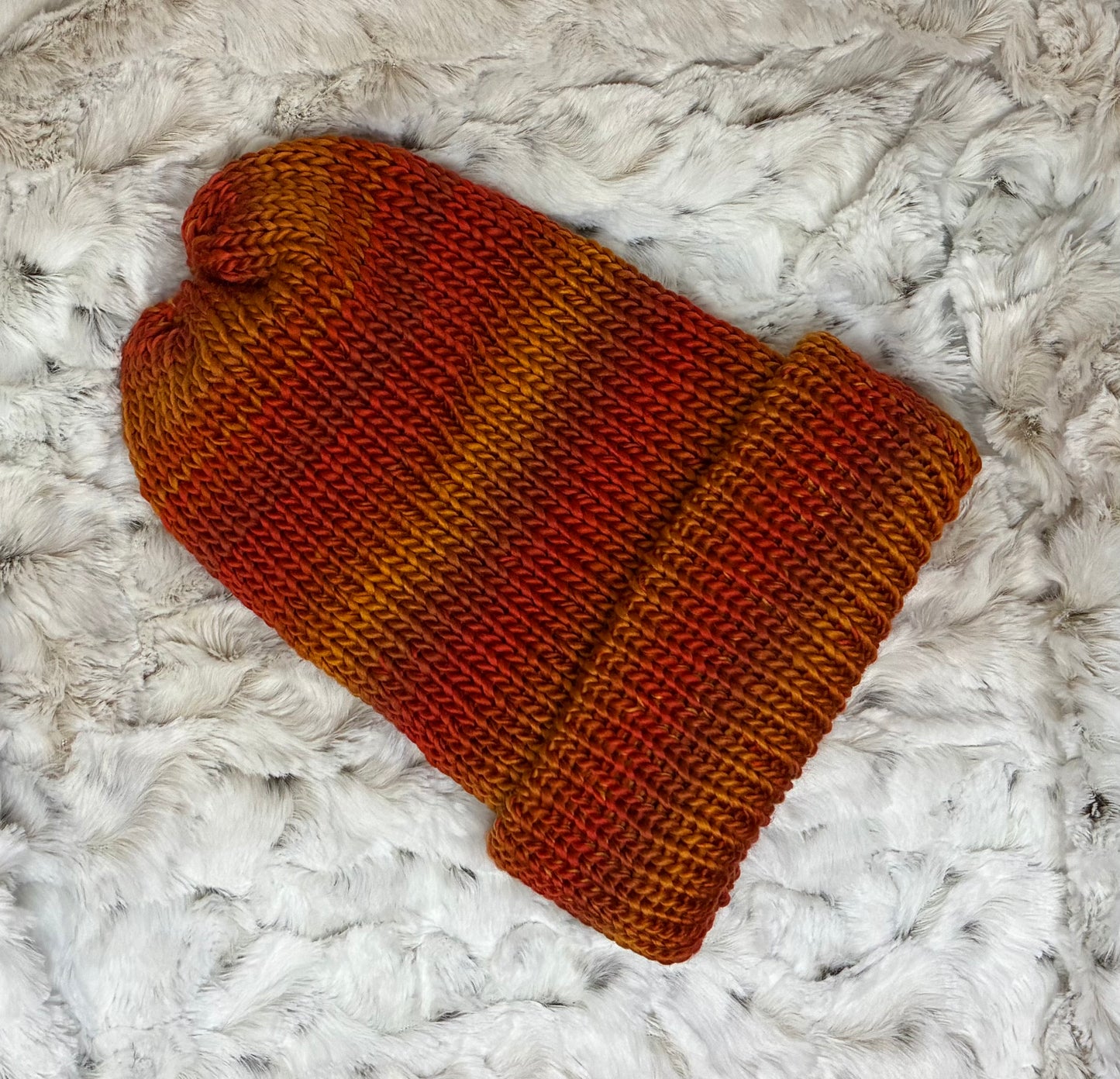 Beanie, Foldable Brim, Acrylic. Orange