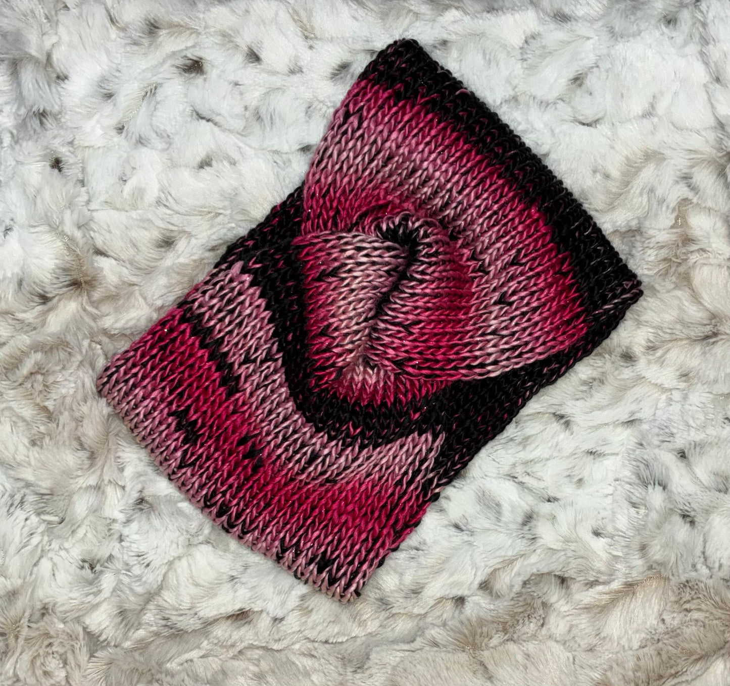 Neck Warmer, Acrylic. Pink & Black Sparkle