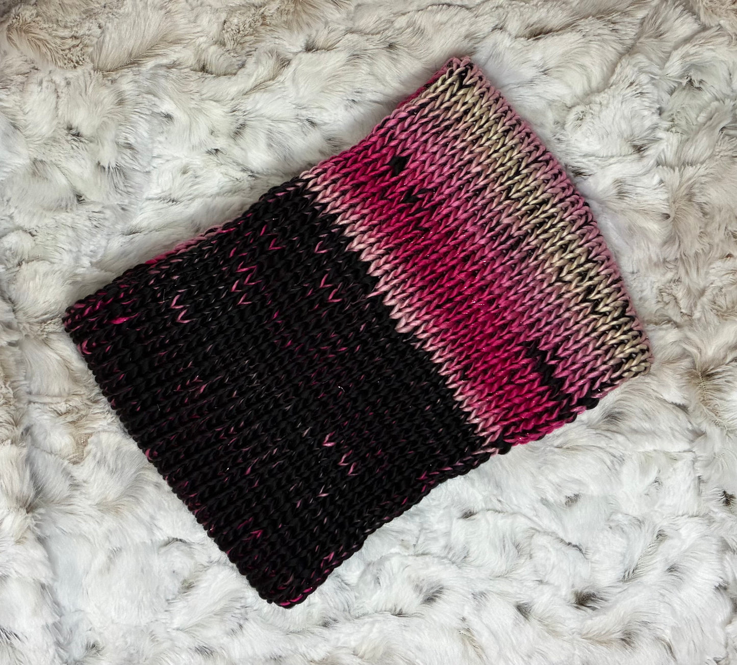 Neck Warmer, Acrylic. Pink & Black Sparkle