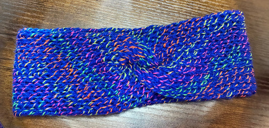 Headband, Acrylic, Blue with Neon Flecks