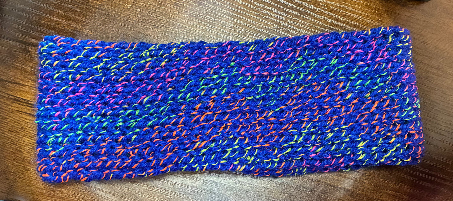 Headband, Acrylic, Blue with Neon Flecks