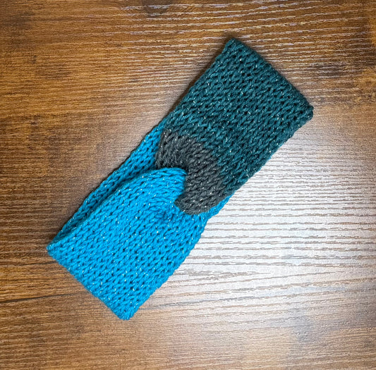 Headband, Acrylic, Blues & Grey, Sparkle