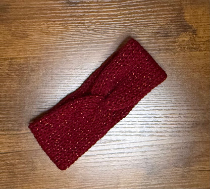 Headband, Acrylic, Burgundy Sparkle