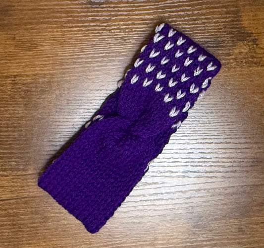 Headband, Acrylic, Purples & Sparkle Hearts